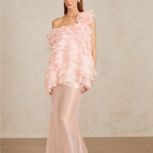 Rosalie Pink Layered Ruffled Floral Dress & Skirt Set